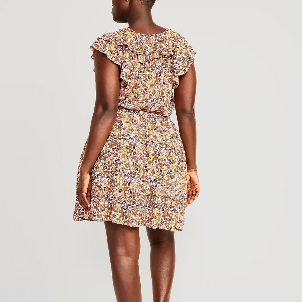 NWT Old Navy Waist-Defined Flutter-Sleeve Floral Mini Dress for Women - Picture 4 of 6